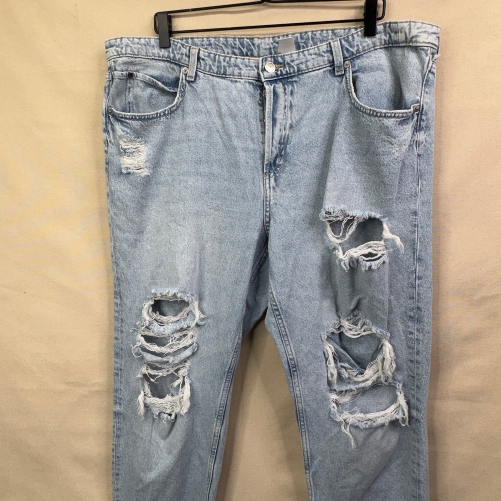 H&M &Denim Boyfriend Jeans 18 Light Wash Distressed‎ Grunge Streetwear 5856 - Picture 9 of 13